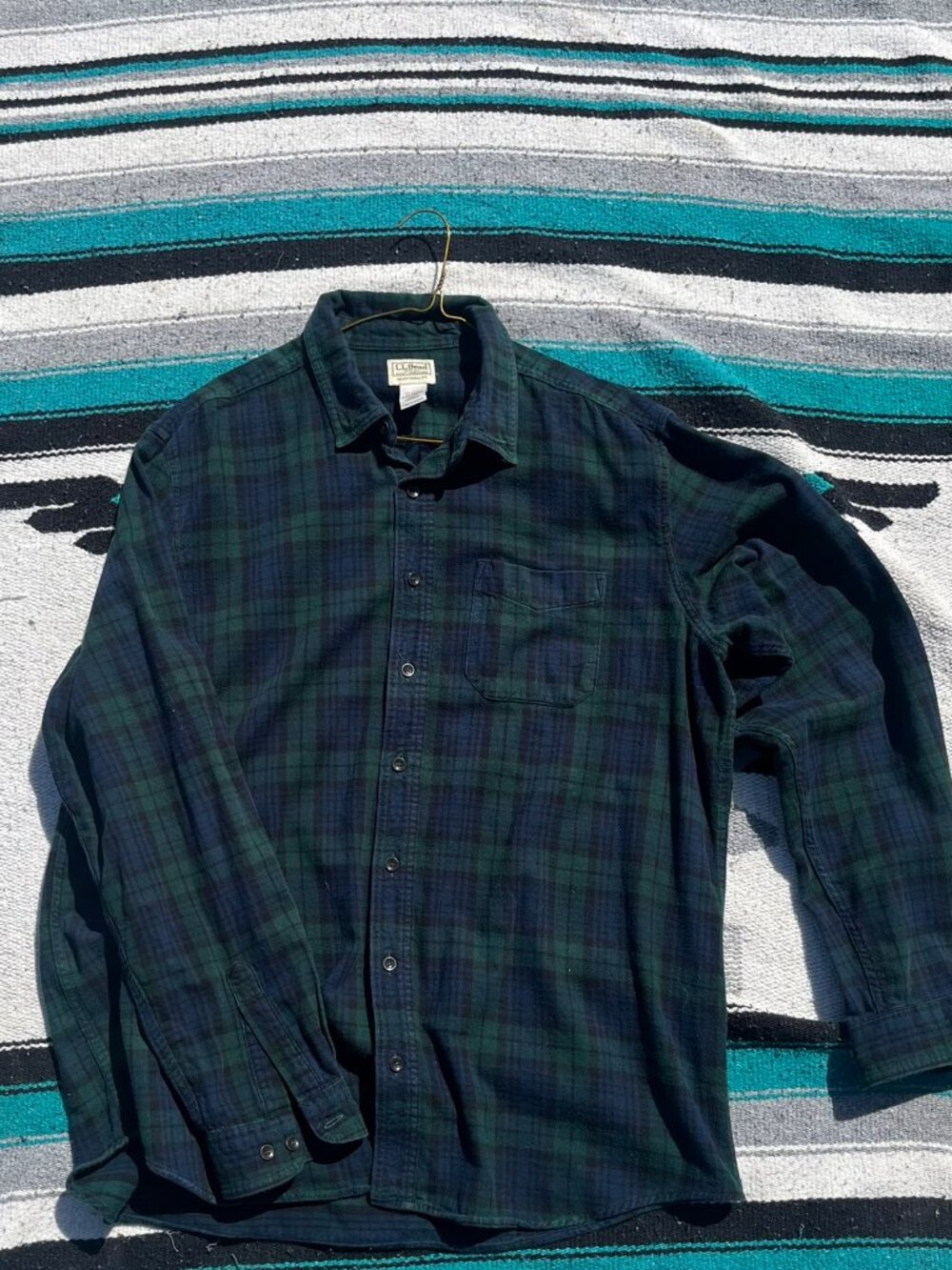 L.L.Bean Plaid Flannel Shirt - Navy/Green